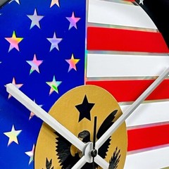 American Flag Reflective Laser Disc 15″ Wall Clock Custom Made