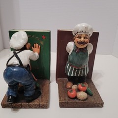 The Fat Chef Kitchen Decor Statue Book Ends Figure Collectibles SetOf 2 Complete