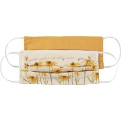 Reversible Cotton Face Mask~2 Ply Pleated~Rustic Coneflower Honey Bee Pattern