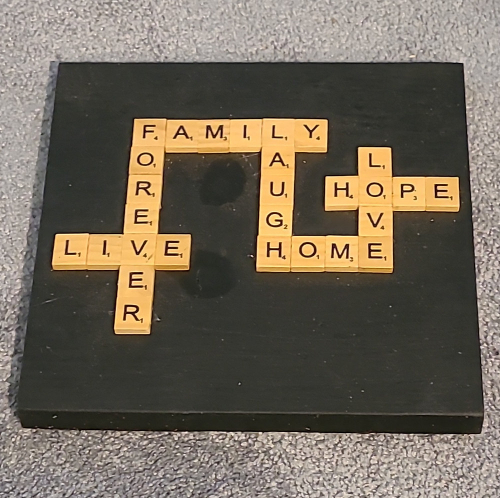 Rustic Wood Wall Plaque Scrabble-Style Letter Tiles Family Love Home Hope