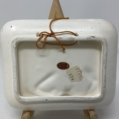Vintage 3D Porcelain Deer Woodland Scene Small Wall Plaque 5.75″ x 4.75 Enesco