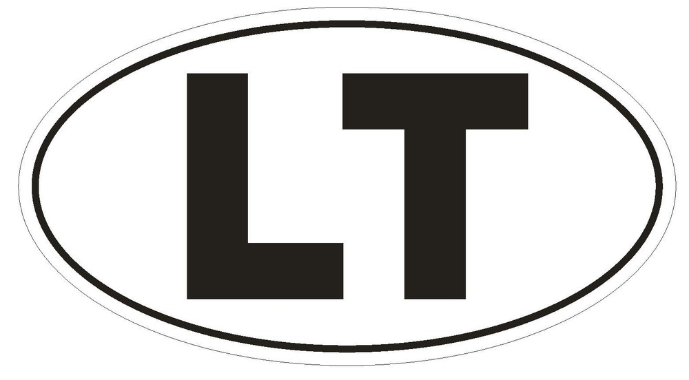 LT Lithuania Country Code Oval Bumper Sticker or Helmet Sticker D916