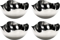 Set of 4 Silver Finish Metal Bowl 5.75 Inch Diameter Ideal Potpourri LED Candles