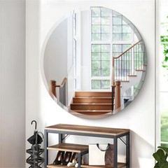 Large Round Frameless Bathroom Mirror Beveled Circle Vanity Wall Mirrors 24/32in
