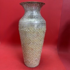 Handicraft Decorative Mirrored Mosaic Silver Gold Vase Made In India 16”-Tall
