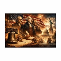 American Founding Fathers Print, George Washington Jefferson Franklin Wall Art