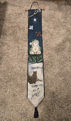 Vintage «Come All Ye Faithful » Snowman Wall Hanging Tapestry 6″w X 47″ L