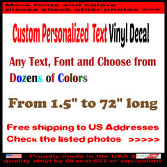 Custom Personalized ANY TEXT NAME Lettering Vinyl Decal DOZENS of Colors & Sizes