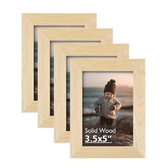 3.5×5 Picture Frame Natural, Solid Wood Frames with Plexiglass for Table Top …