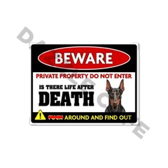 Beware Private Property Doberman Pinscher Decor Dog Lovers 4.5×6 Decals 2 Pack