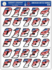 American Flag Number Stickers for Helmet Mailbox Racing – 3 Sets (0-9) Waterproo