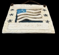 American Freedom Patriotic US Flag Stars Stripes Resin Wall Hanging Decor