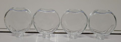 4 DECORATIVE CLEAR GLASS ROUND BOTTLES APOTHECARY 4 INCHES HOLDS 4 OZS