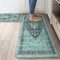 Collive Boho Kitchen Mats for Floor 2 Piece, Cushioned Anti Fatigue Kitchen F…