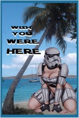 Stormtrooper Woman on Tropical Beach Metal Poster Sign (Honeymoon Beach USVI)