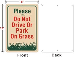 2 Pack Please Do Not Drive Or Park On Grass Yard Signs 12 x 8 Inches No Parki…
