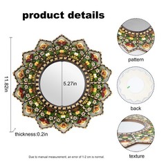 ﻿Wall Mirror Decorative 11.8inch Rural Wood Wall Decoration Home Déc