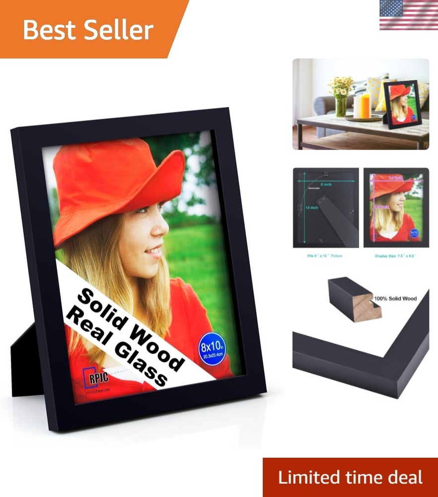 Sophisticated 8×10 Photo Frame – Natural Wood with High-Quality Glass Finish