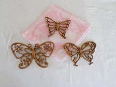 Vintage Homco Butterflies, Set Of 3, Syroco, Plastic Wood Look, Boho Home