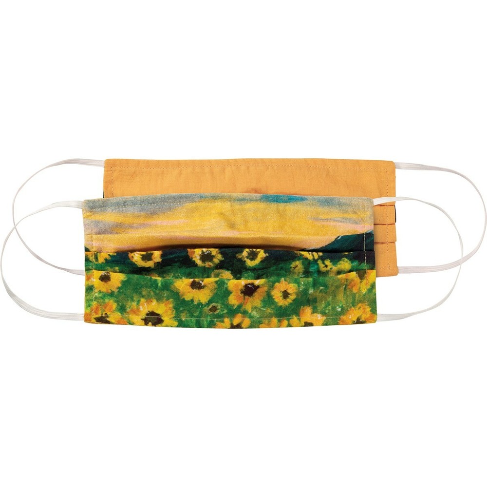 NEW!~Reversible Cotton Face Two Ply Pleated Mask~Sunflower Field