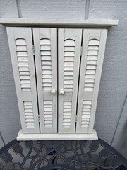 Home Interiors Wood Window Pane Shutter Door Mirror Beige 18.5”x13.5-23.5″