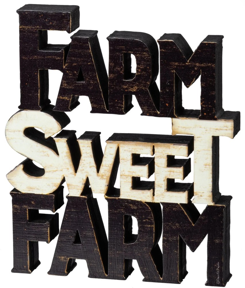 FARM SWEET FARM Chunky Sitter 6″H x 7″L x 1″W Farmhouse Decor – NEW