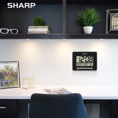 Sharp Atomic Desktop Clock – Auto Set Digital Alarm – Small, Black