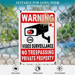4 Pack Private Property No Trespassing Sign, Rustproof Aluminum 24Hour Video …