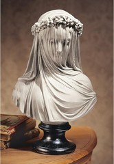 Veiled Maiden Bust Statue, 9″ White Resin