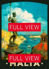 Malta, Valletta 1910s — retro travel poster, vintage travel art print