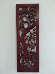 Rustic Home Decor Floral Wood Carved Wall Panel Asian Wood Wall Decor Plaque