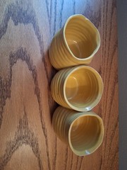 3 Fused Small Ceramic Decorative Planters/Condiment Serveware 9″wide x 3″tall
