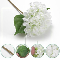 EZFLOWERY 5 Pcs Artificial Silk Hydrangea Flowers 18» Bouquet Arrangement White