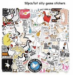 50 Pieces 2 Inch Waterproof Silly Goose Sticker Pack Vinyl Made in USA Free Ship