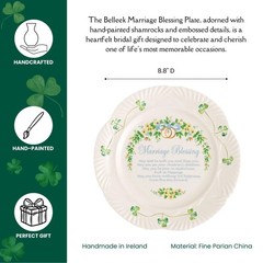Belleek Marriage Blessing Plate – Fine Parian China Shamrock Decorative Plate –