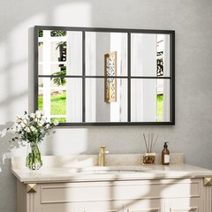 Rectangle Wall Mirror, Window Mirror Wall Mounted, 24x36in Window Pane Mirror…