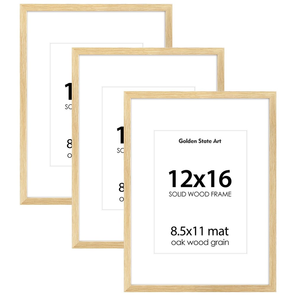 , 12×16 Picture Frame – Solid Wood with Oak Grain – 12×16 Picture Frame Matte…