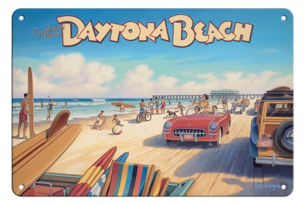 Greetings from Daytona Beach Florida – Spring Break – Vintage Travel Poster b…