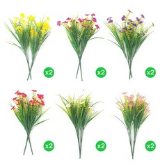 12 Bundles Artificial Outdoor Flowers Lifelike UV Resistant Fake Hanging Plants