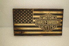 Harley Davidson American Flag Wood Rustic Primitive farmhouse decor USA