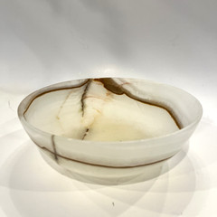 Onyx Bowl Brown Streaks 8 Inches Diameter Art Decorative