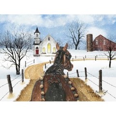 NEW Billy Jacobs «SLEIGH BELLS RING» 8″x10″ Canvas Print – Winter Snow
