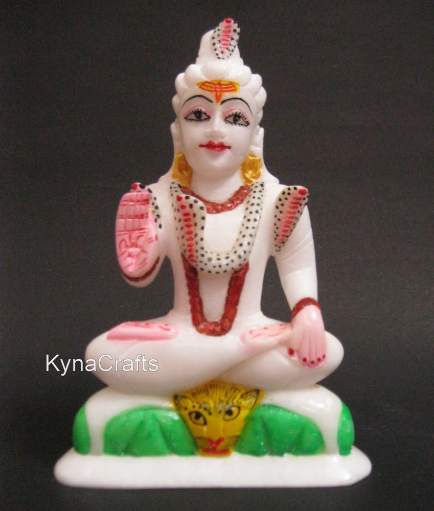 Marble Bholenath Ji Statue 9 Inches | Handpainted Mahadev Ji Sculpture for Gift