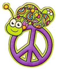 peace sign worm wall sticker peel & stick 4 inch