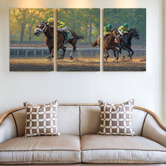 3 Pieces Dynamic Horse Racing Large Wall Art Set for Living Room Set Of 3
