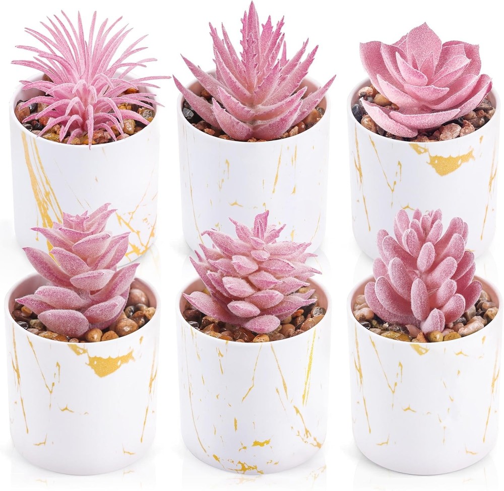 6 Pack Artificial Succulent Plants for Home, Office & Bathroom Decor