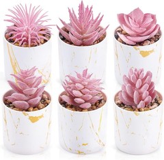 6 Pack Artificial Succulent Plants for Home, Office & Bathroom Decor