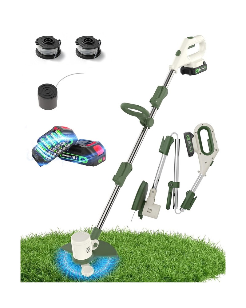 Cordless String Trimmer Battery Powered, 21V 2-in-1 Weed Wacker and Edger wit…
