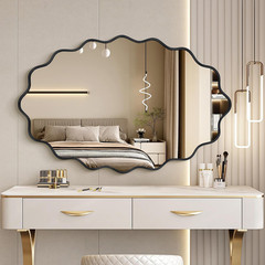 Dorlicecass Oval Wavy Mirror – Irregular Wall Mirror 22″x30″ Black Asymmetrical