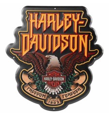 Harley-Davidson Embossed Hard Rock Eagle Metal Sign, Custom Shaped – Black